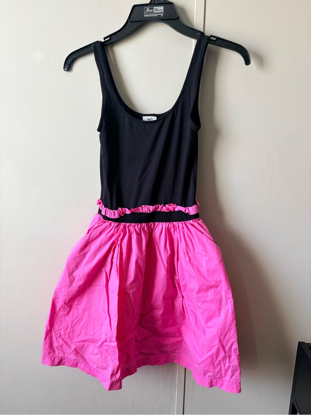 Victoria's Secret PINK Fit & Flare Dress Black Pink Ruffle Waist Pockets Small